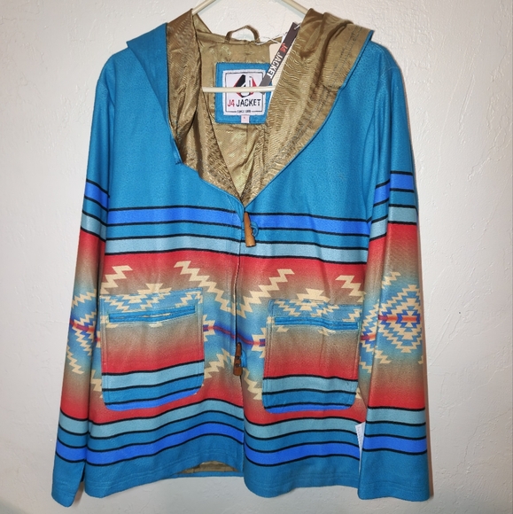 Yellowstone Beth Dutton Blue Coat Hooded style with wooden button Large NWT - Picture 4 of 4